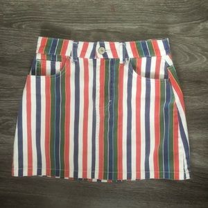 Cute colorful striped denim mini skirt f21